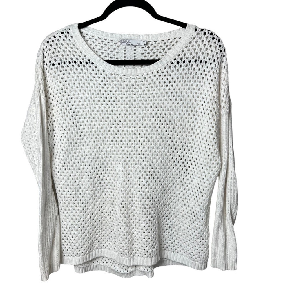Prana Women’s Open Knit Sweater XS - M Organic Cotton White Eyelet Summer READ - Picture 7 of 7